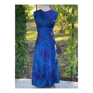 Vintage Maxi Formal Dress Sash Sleeveless Evening